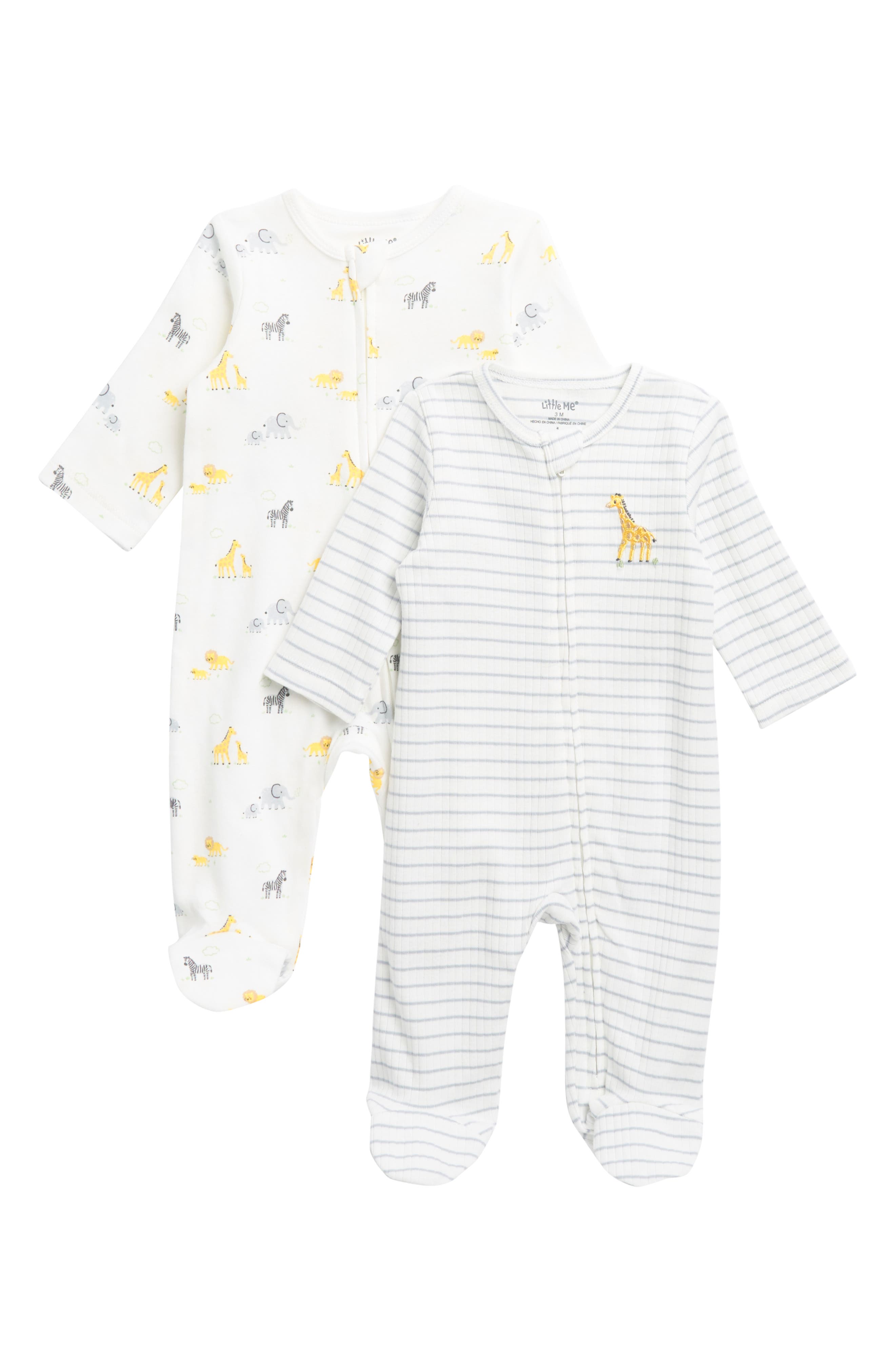 Little Me Giraffe Assorted 2-Pack Cotton Footies | Nordstromrack