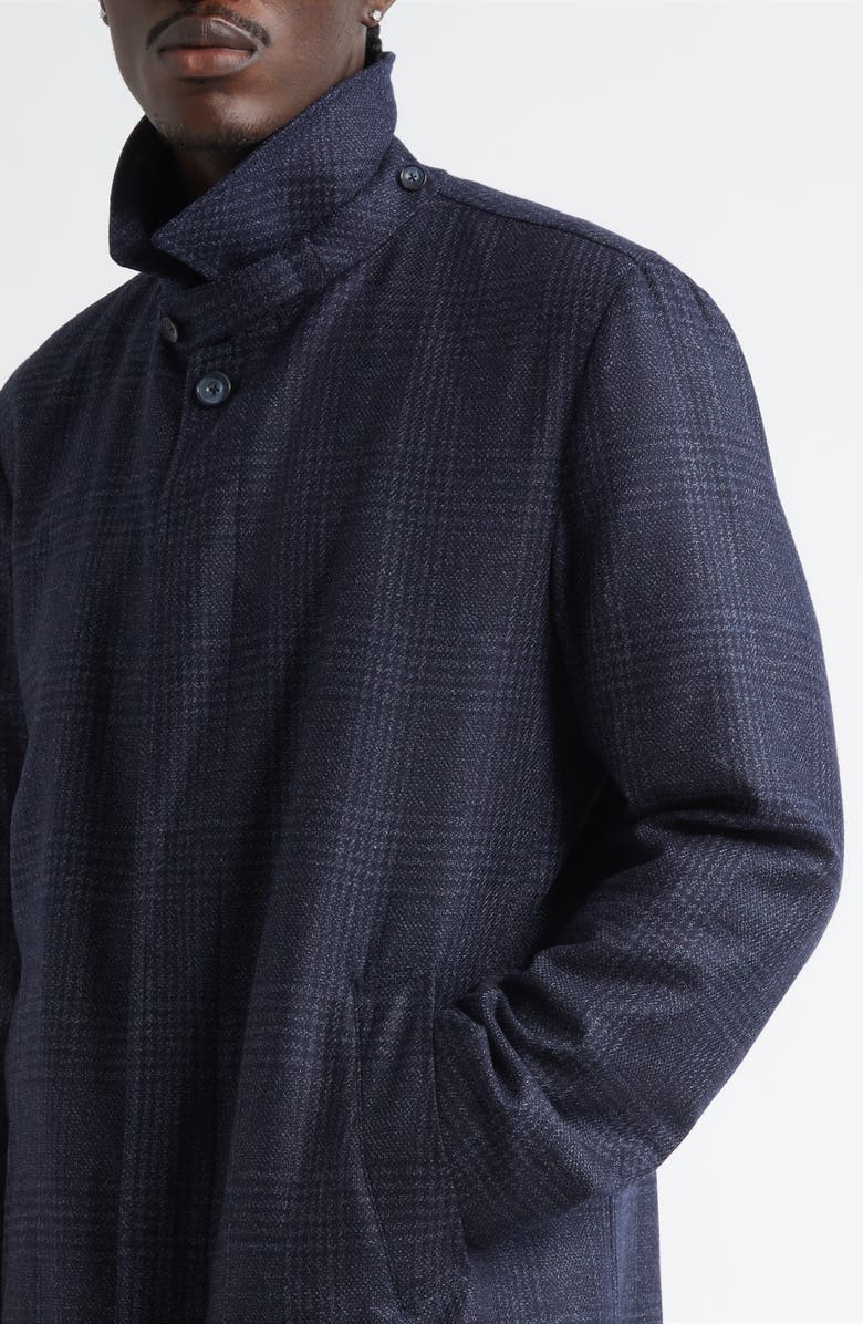 Herno Glen Plaid Water Resistant Wool & Silk Tweed Topcoat, Alternate, color, Blue Navy