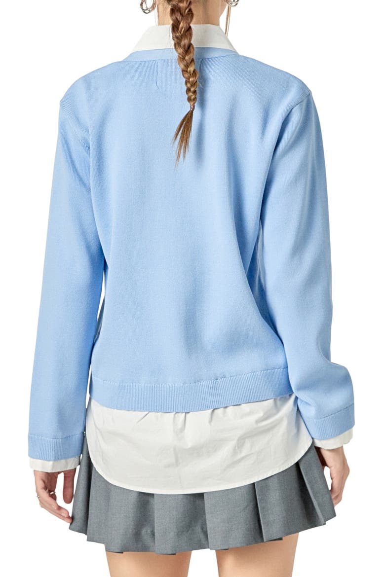 Mixed Media Button-Up Shirt, Alternate, color, POWDER BLUE