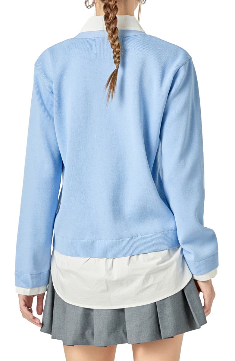 English Factory Mixed Media Button-Up Shirt, Alternate, color, Powder Blue