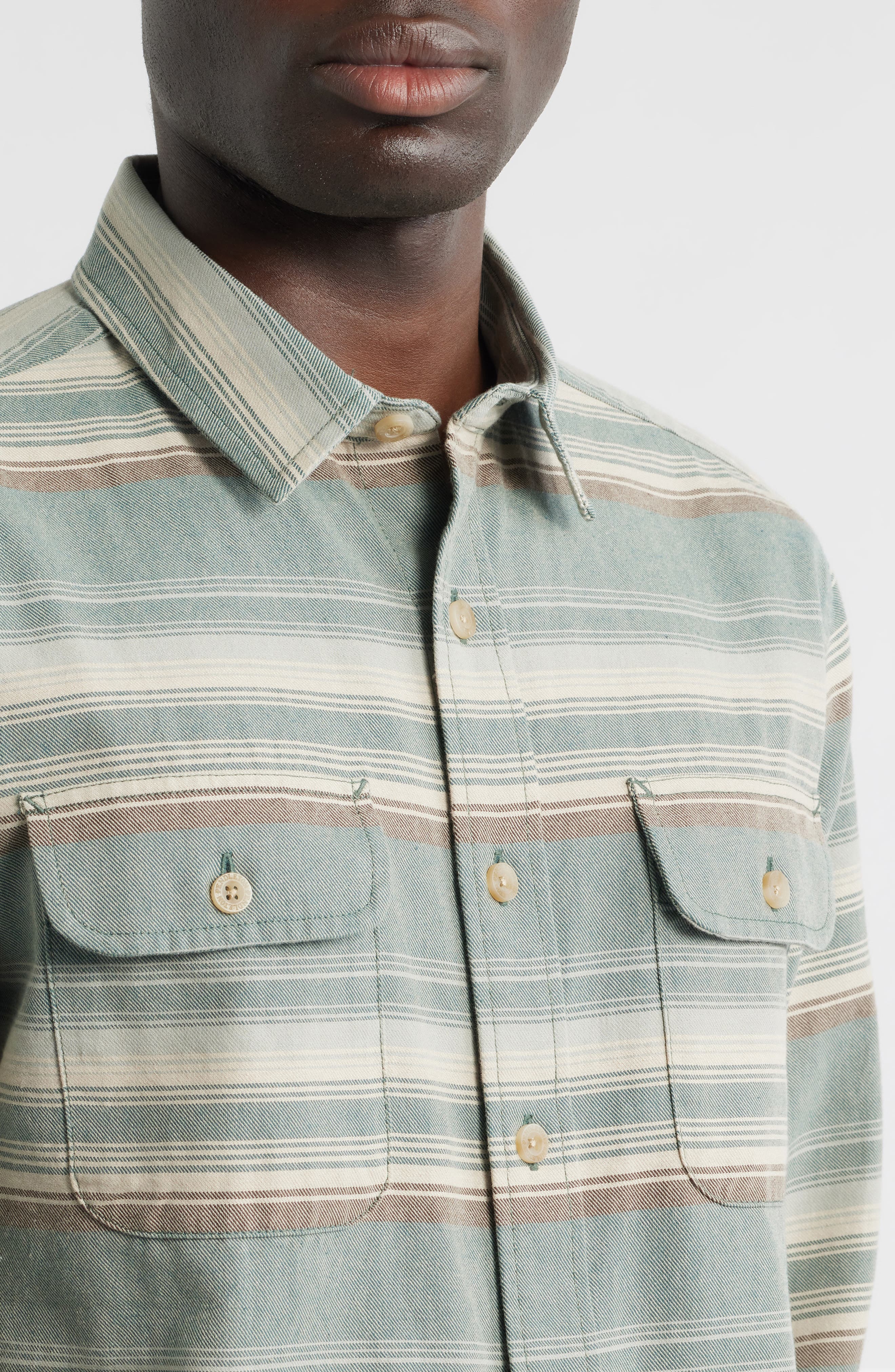Beach Shack Stripe Brushed Cotton Button-Up Shirt - image 2