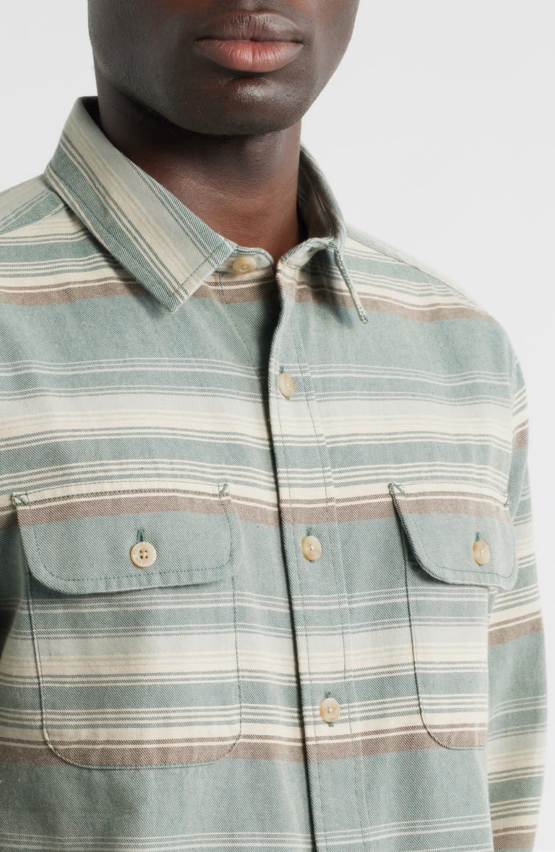 Pendleton Beach Shack Stripe Brushed Cotton Button-Up Shirt, Alternate, color, Teal Stripe