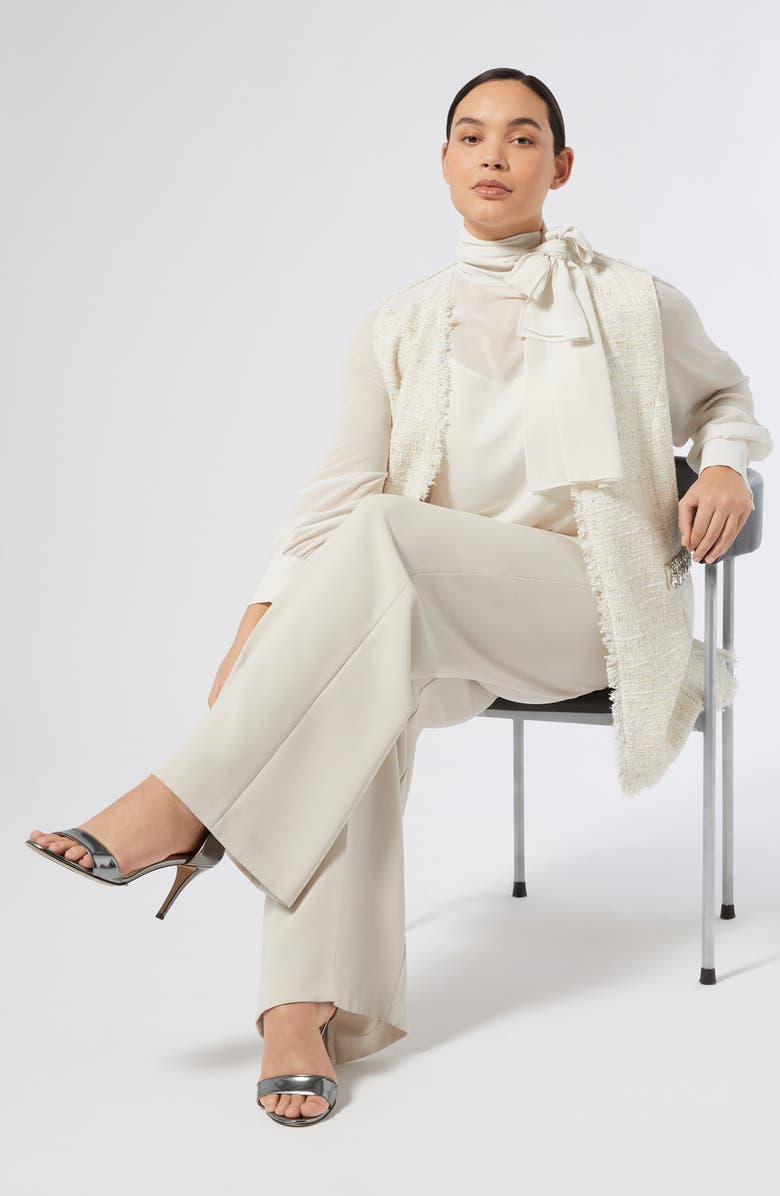 Marina Rinaldi Kelly Tie Neck Tunic Shirt, Alternate, color, Ivory