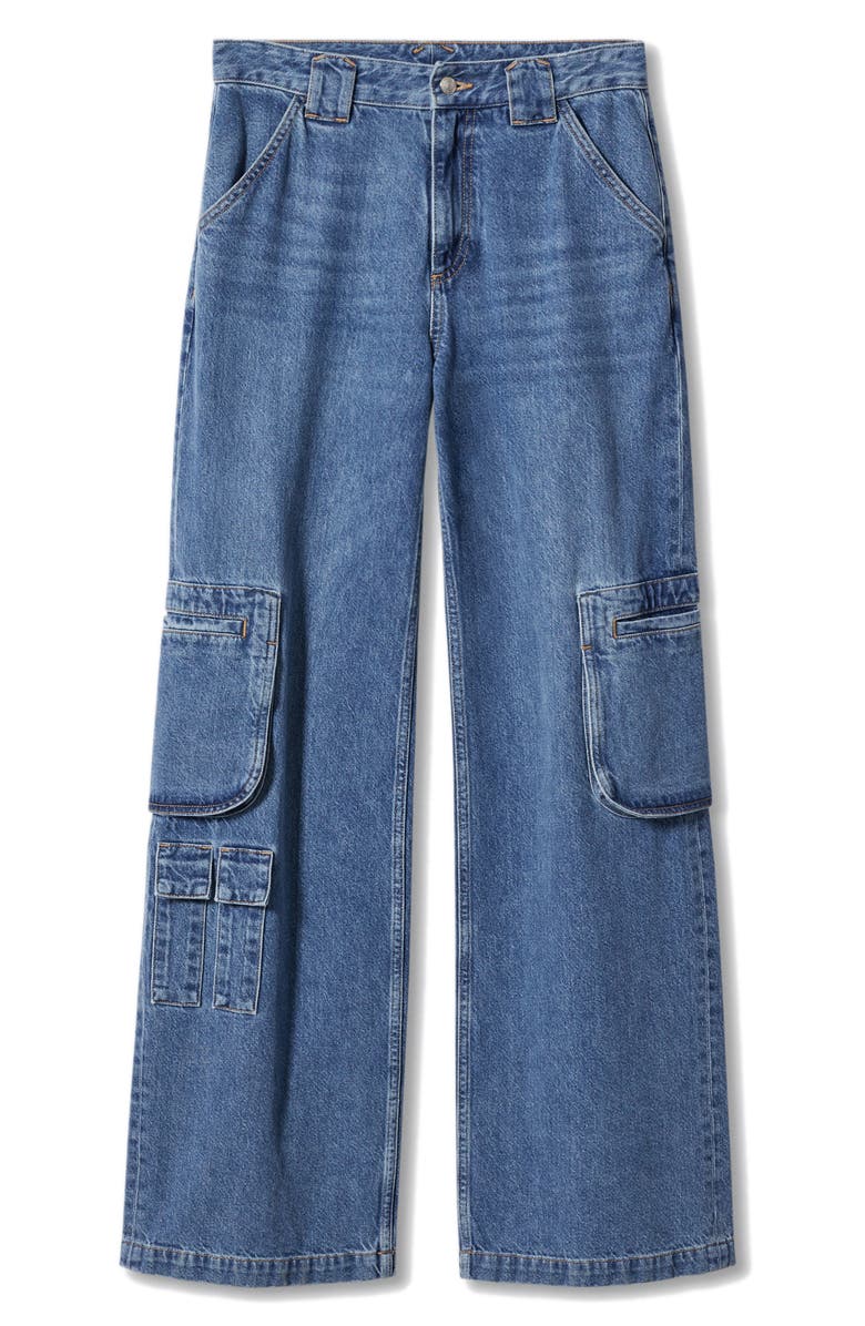 MANGO Straight Leg Cargo Jeans, Alternate, color,