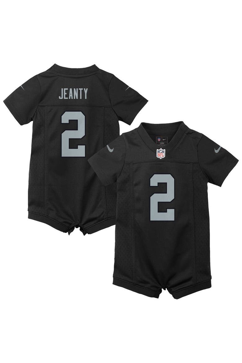 Newborn Nike Ashton Jeanty Black Las Vegas Raiders Romper Game Jersey, Main, color, Black