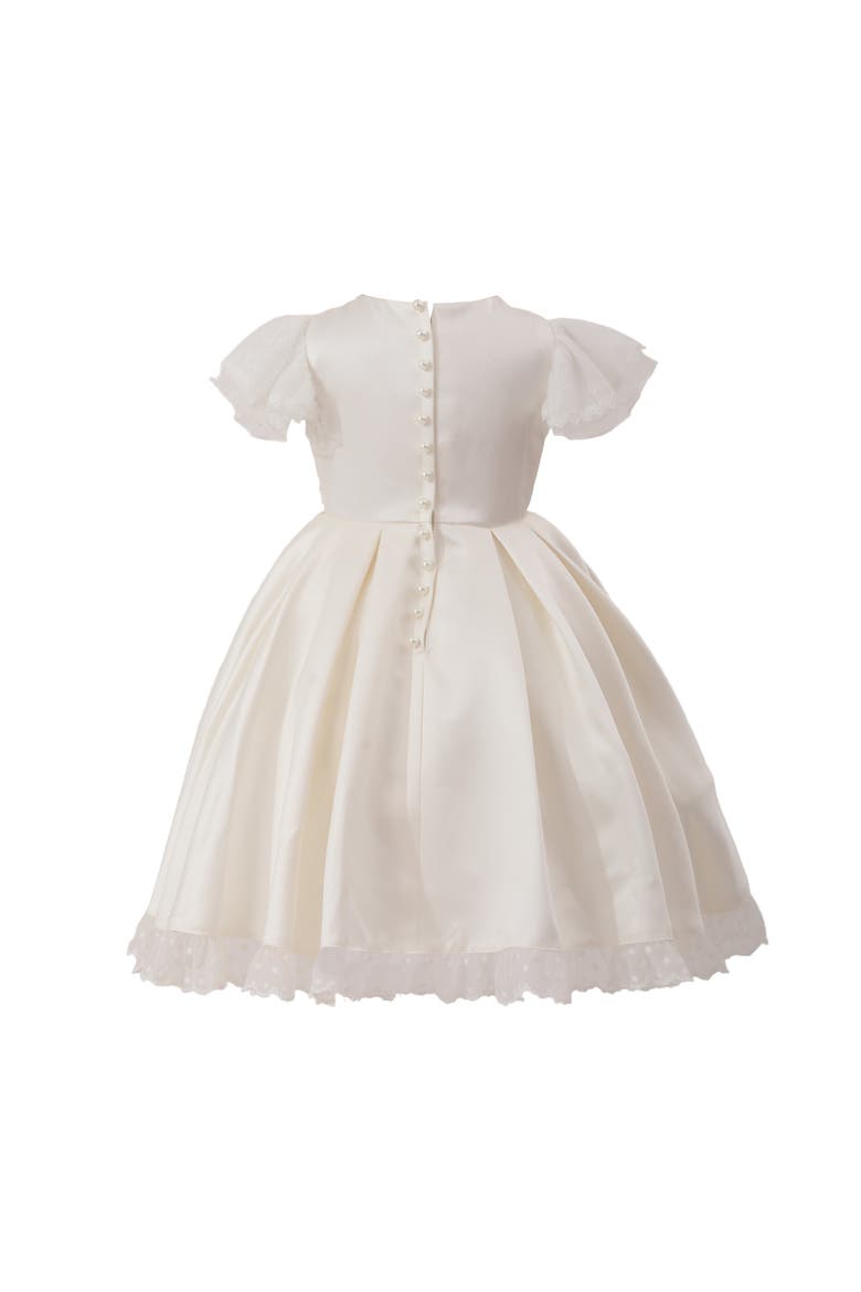 Lace-Trim Puff Sleeve Dress, Alternate, color, Ivory
