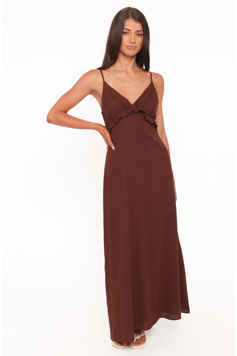 Lorella Midi Dress, Alternate, color, DARK BROWN