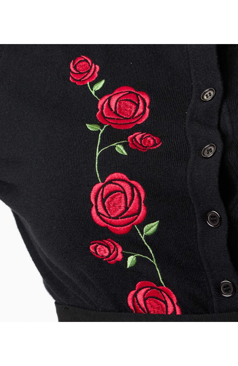 Unique Vintage Plus Size Bookworm Cardigan, Alternate, color, Black & Red Roses