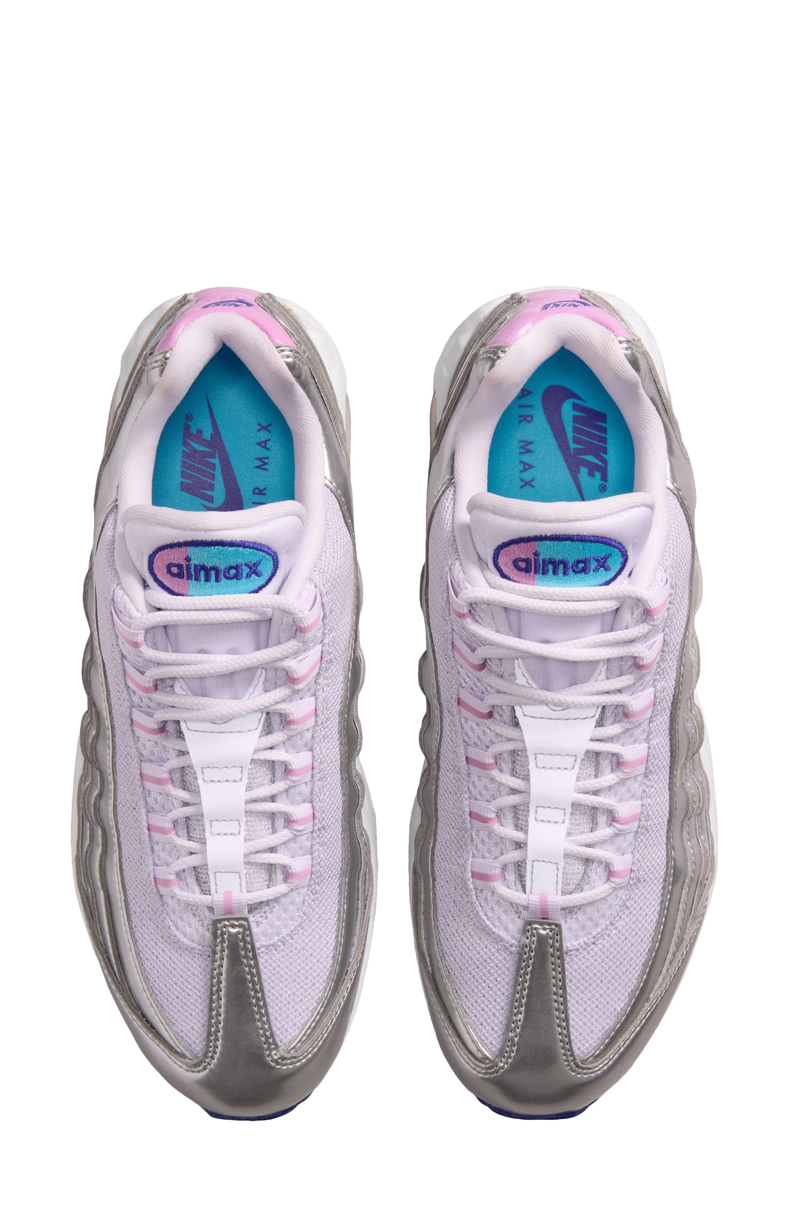 Air Max 95 Sneaker, Alternate, color, CHROME/ LAGOON-GRAPE
