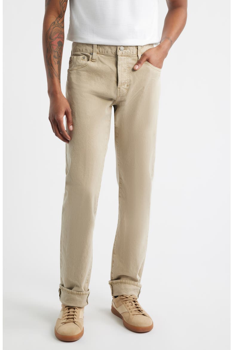 Tellis Slim Fit Selvedge Jeans, Main, color, SULFUR DRY DUST