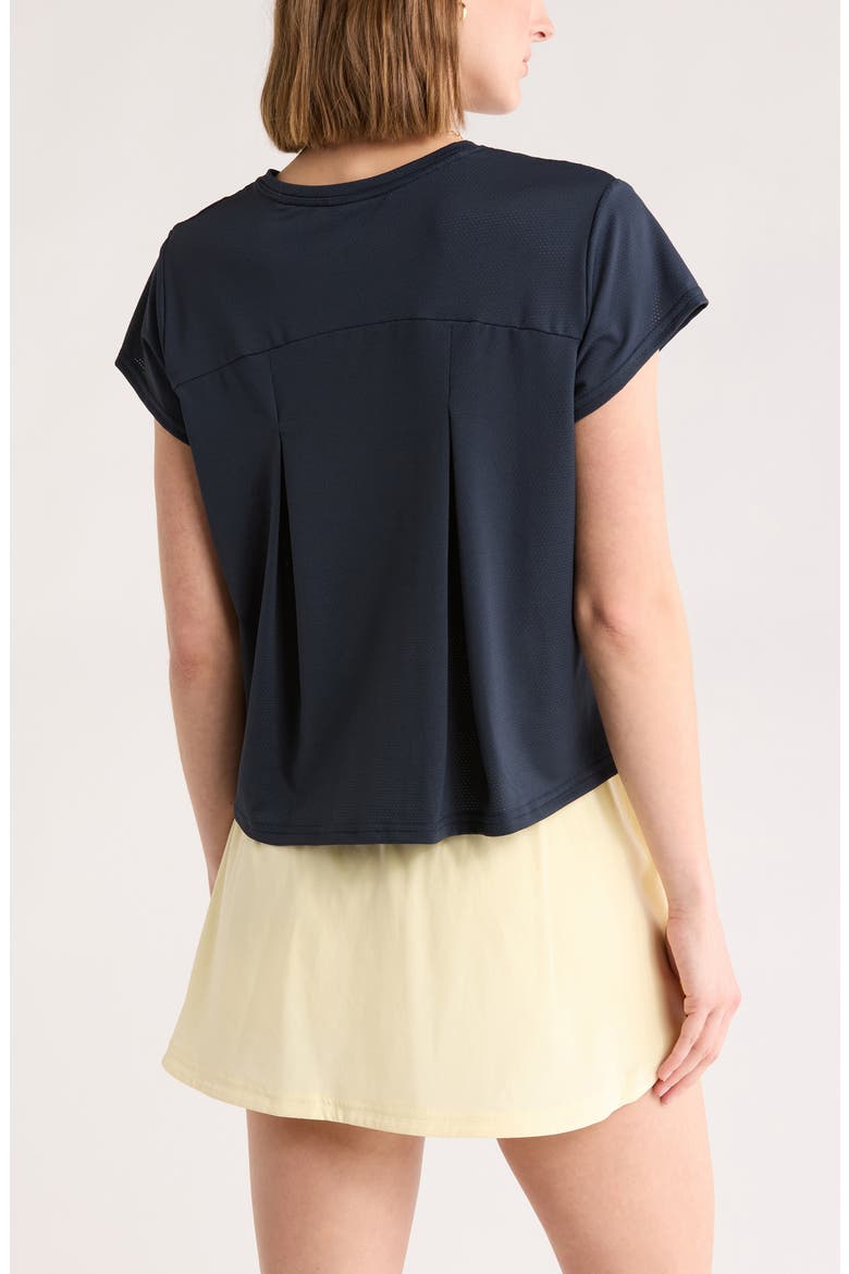 Flow Mesh Pleated T-Shirt, Alternate, color, NAVY SAPPHIRE