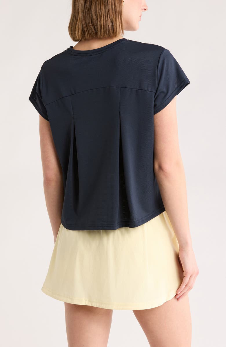Z by Zella Flow Mesh Pleated T-Shirt, Alternate, color, Navy Sapphire