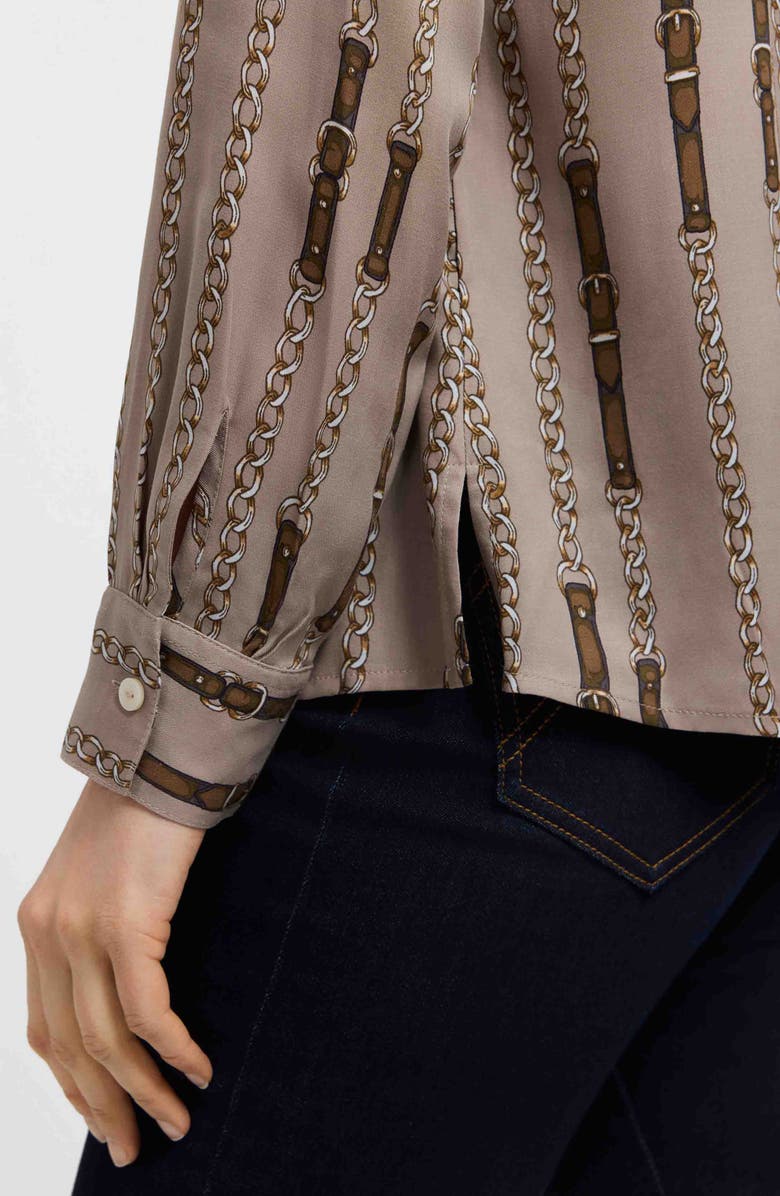 Foxcroft Luna Chain Stripe Button-Up Shirt, Alternate, color, Brown Multi