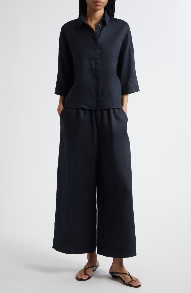 MM by Max Mara Mirano Linen Blouse, Alternate, color, Black