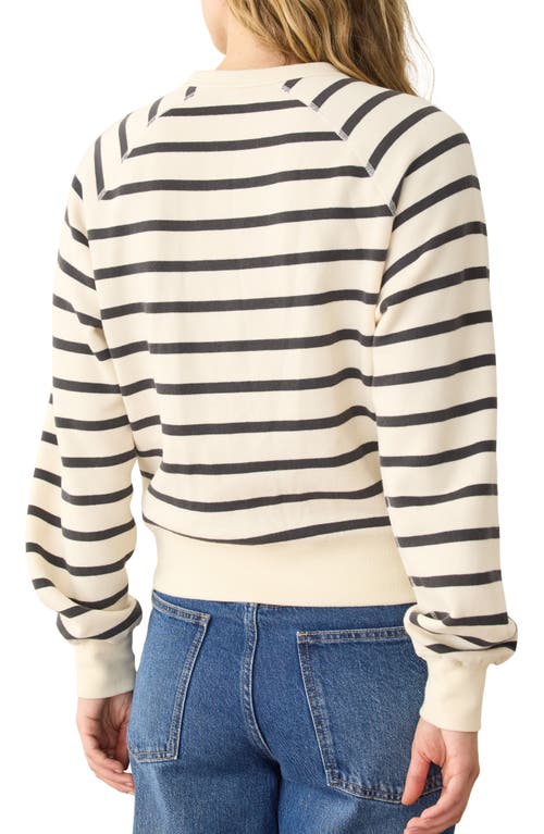 Marine Layer Cloud 9 Fleece Stripe Reversible Sweatshirt In White