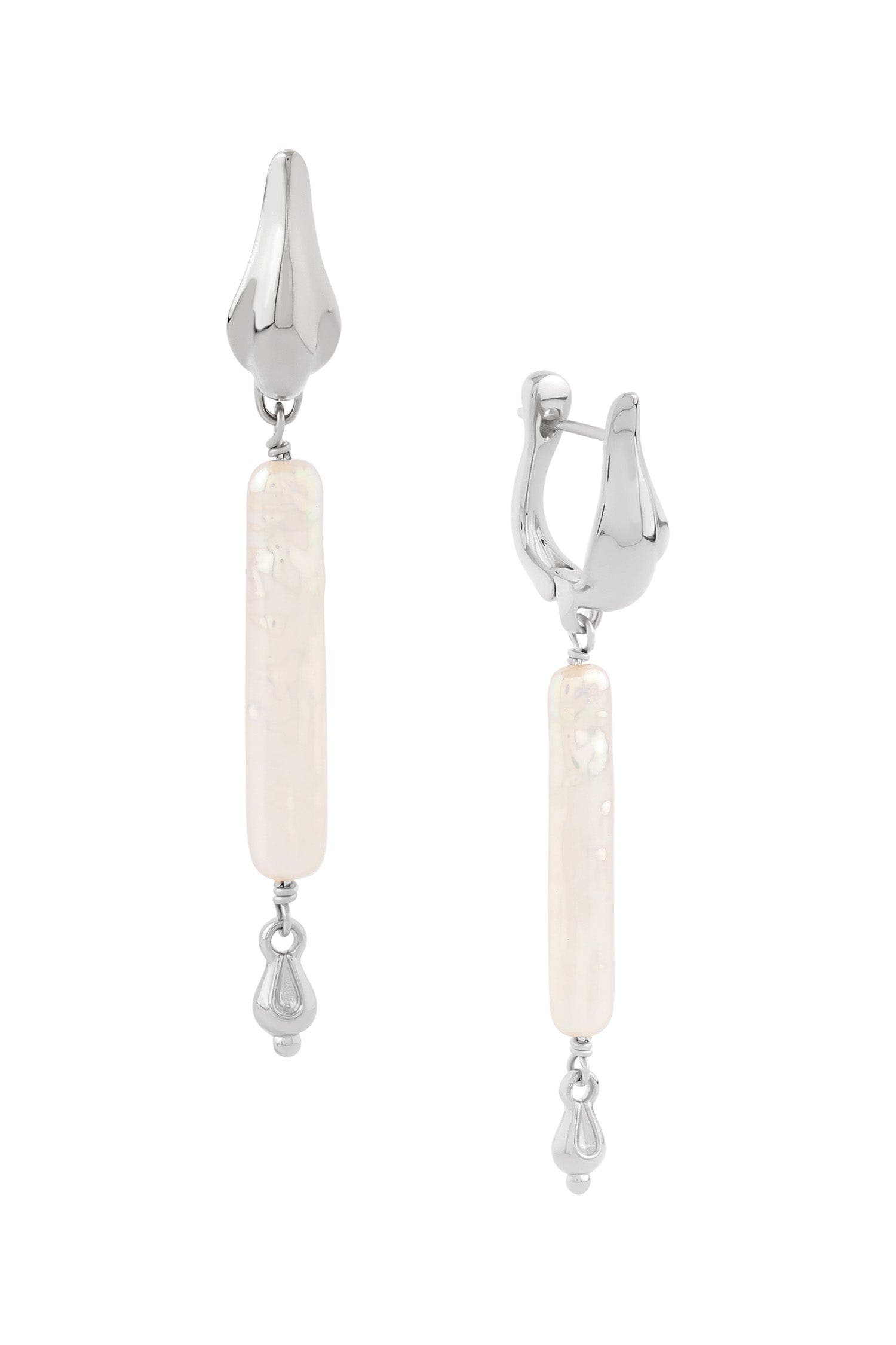 Astor & Orion Artemis Pearl Huggies in Silver 