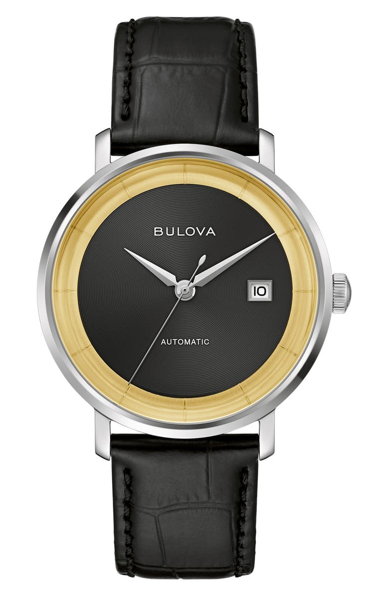 BULOVA Frank Sinatra Rat Pack Leather Strap, 40mm, Main, color, Silver-Tone