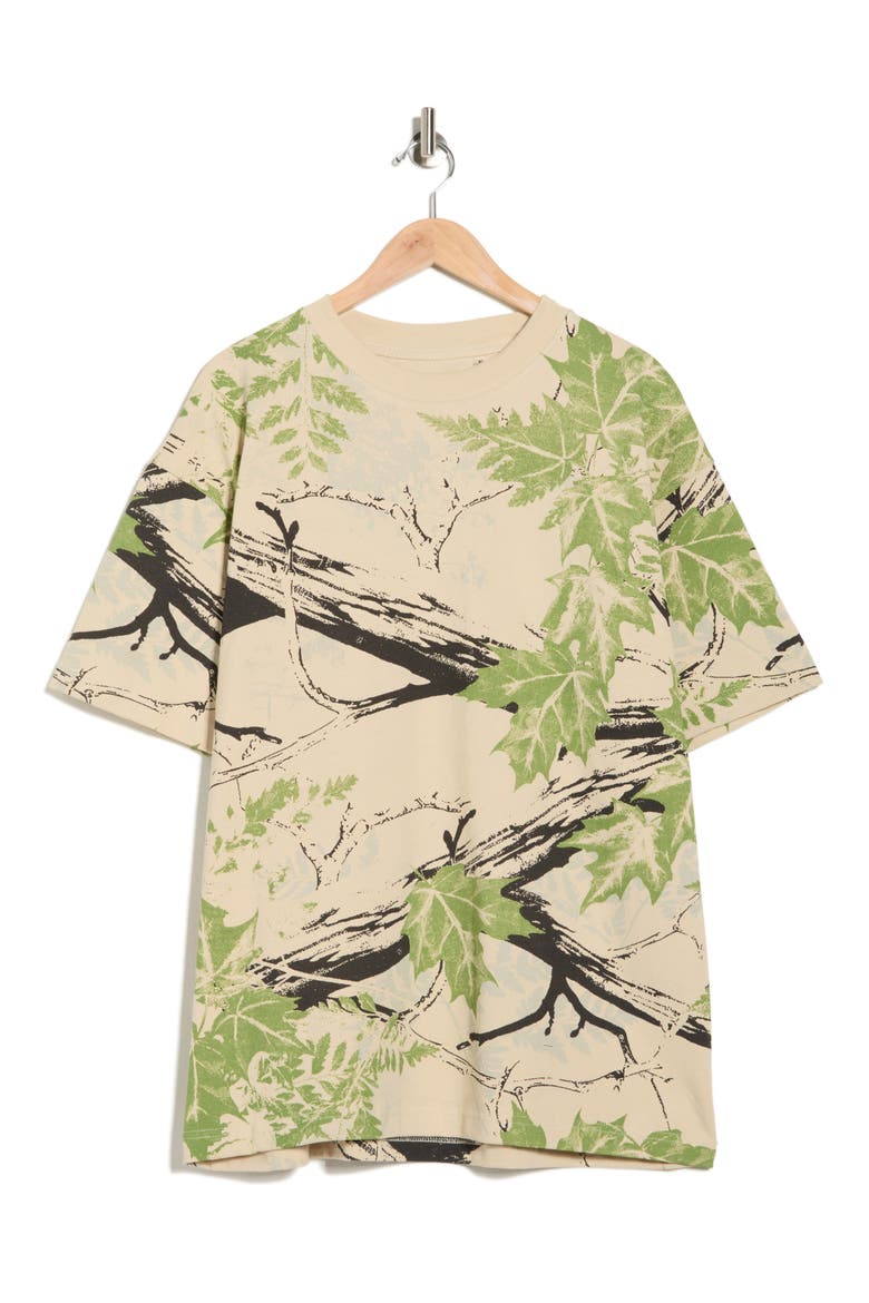 Leaves Crewneck T-Shirt, Alternate, color, GREEN LEAF MULTI