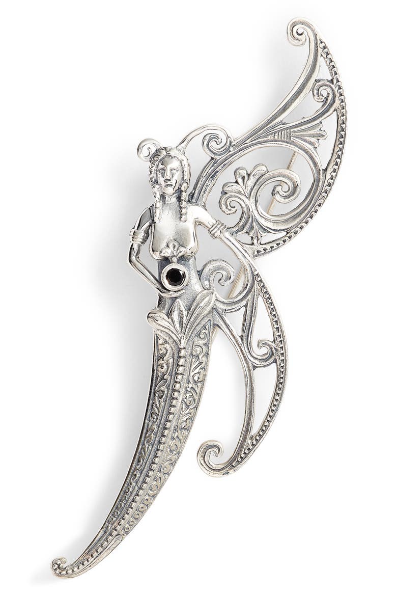Santorini Butterfly Pin, Main, color, SILVER/ HEMATITE