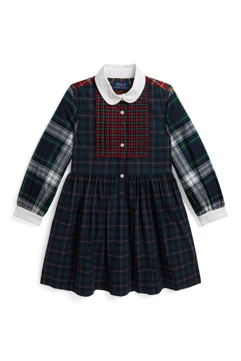 Kids' Plaid Cotton Poplin Fun Shirtdress, Main, color, MULTI