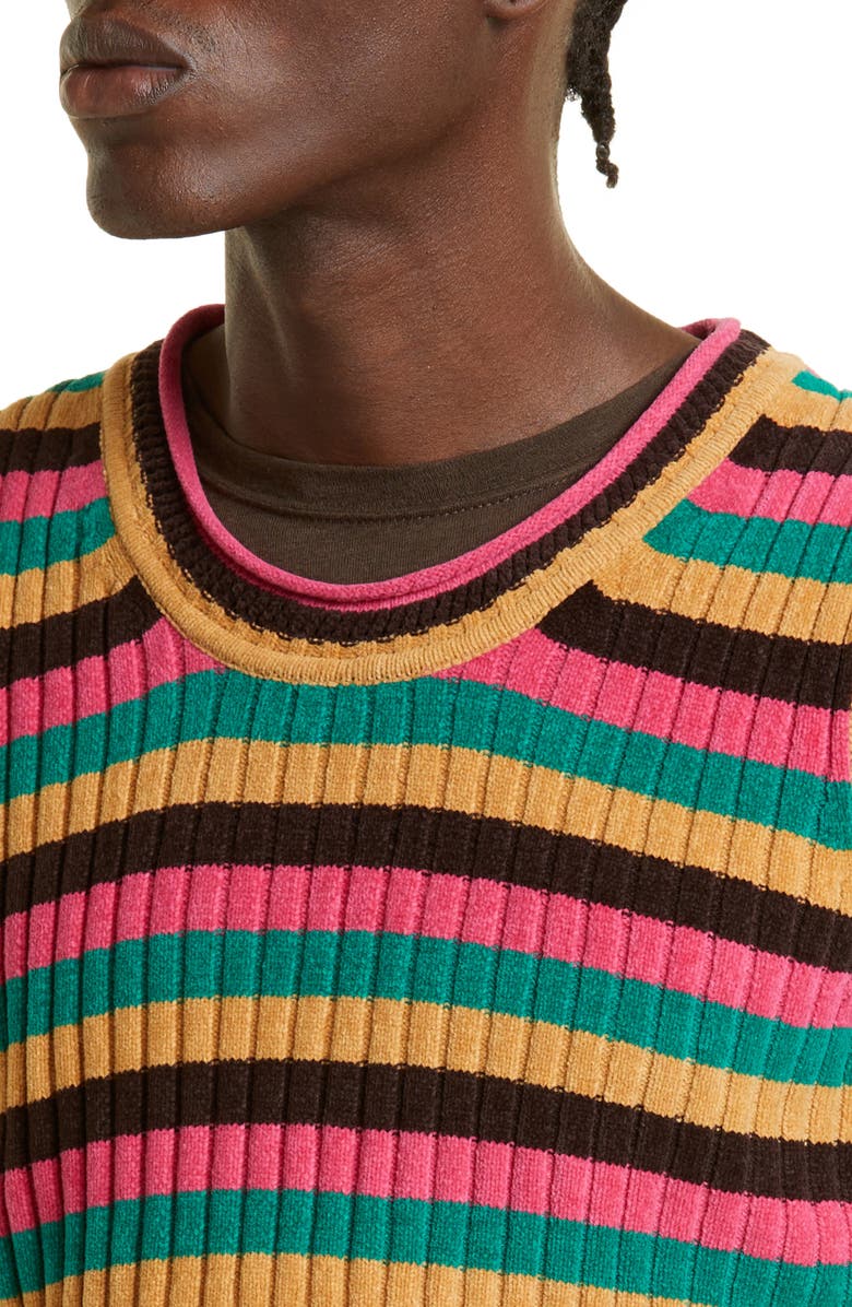 Wales Bonner Men's Swing Stripe Rib Cotton Sweater Vest, Alternate, color, 