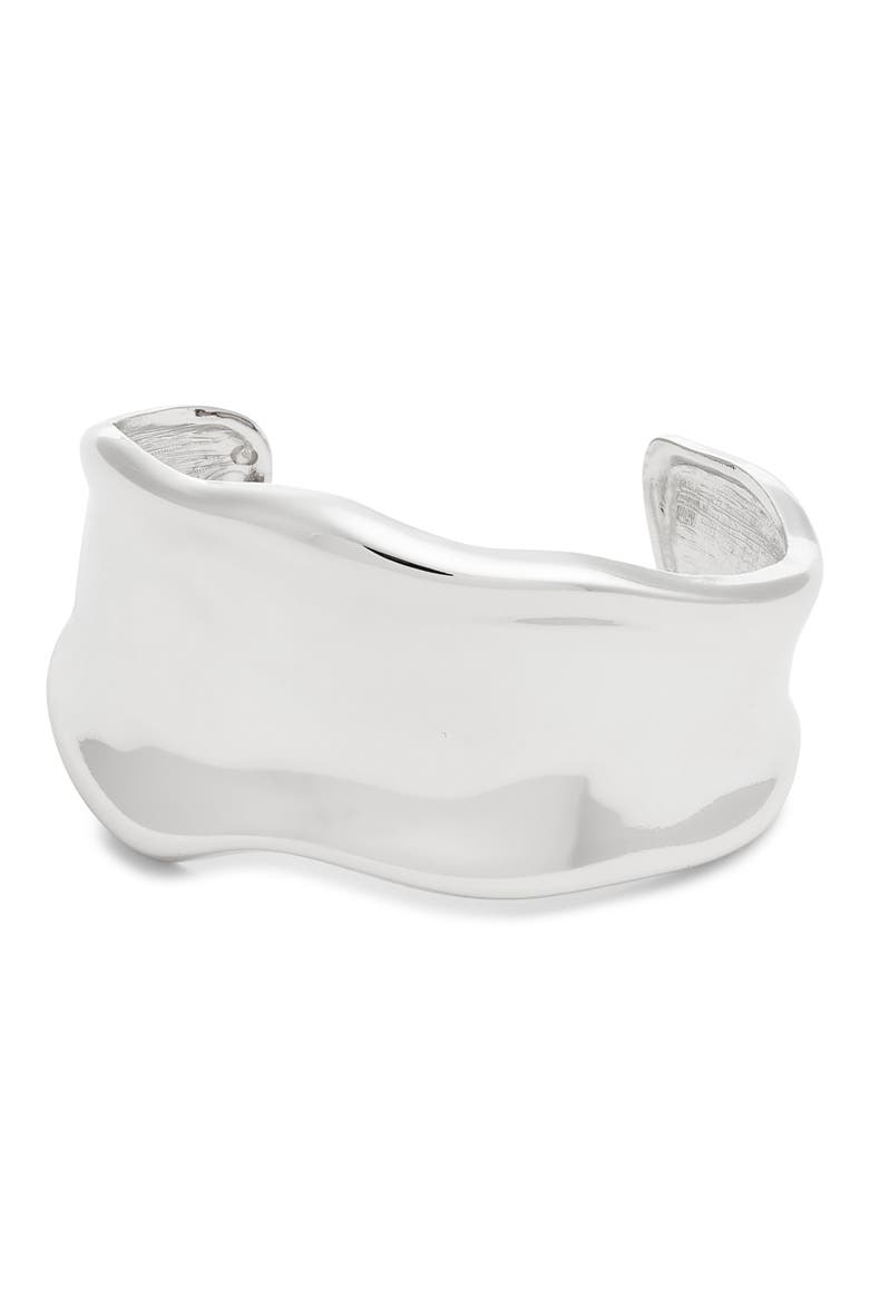Molten Metal Cuff Bracelet, Main, color, SILVER
