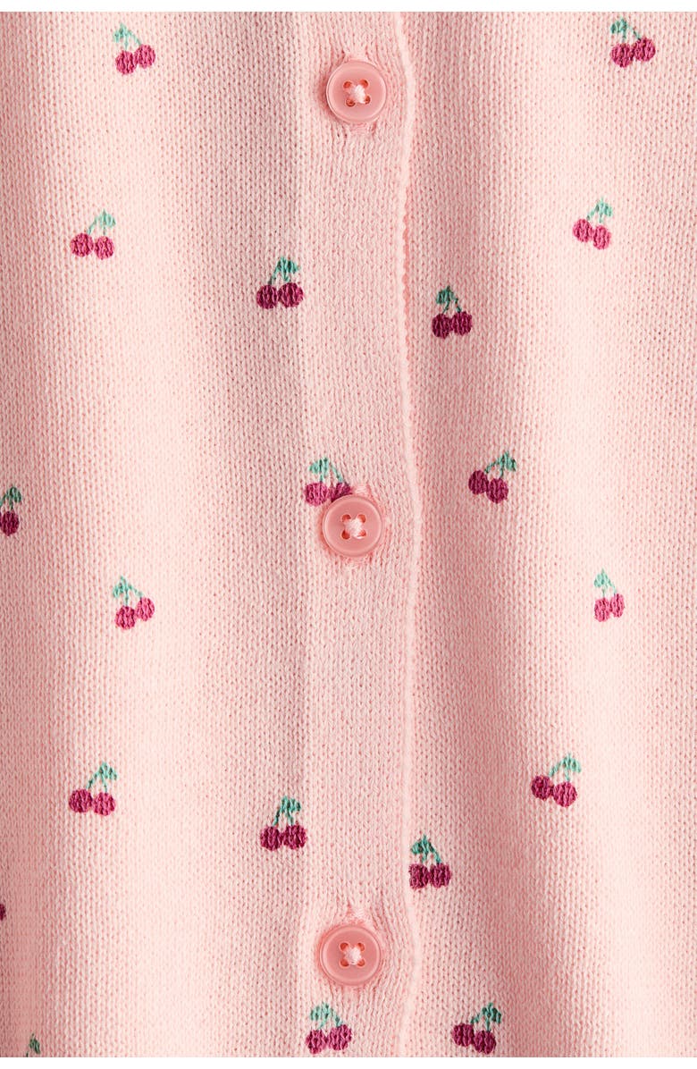 H&M Fine-knit Printed Cardigan, Alternate, color, Light Pink/Cherries