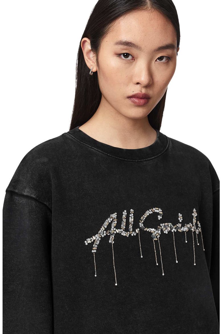 Chains Pippa Embellished Sweatshirt, Alternate, color, WASHED BLACK