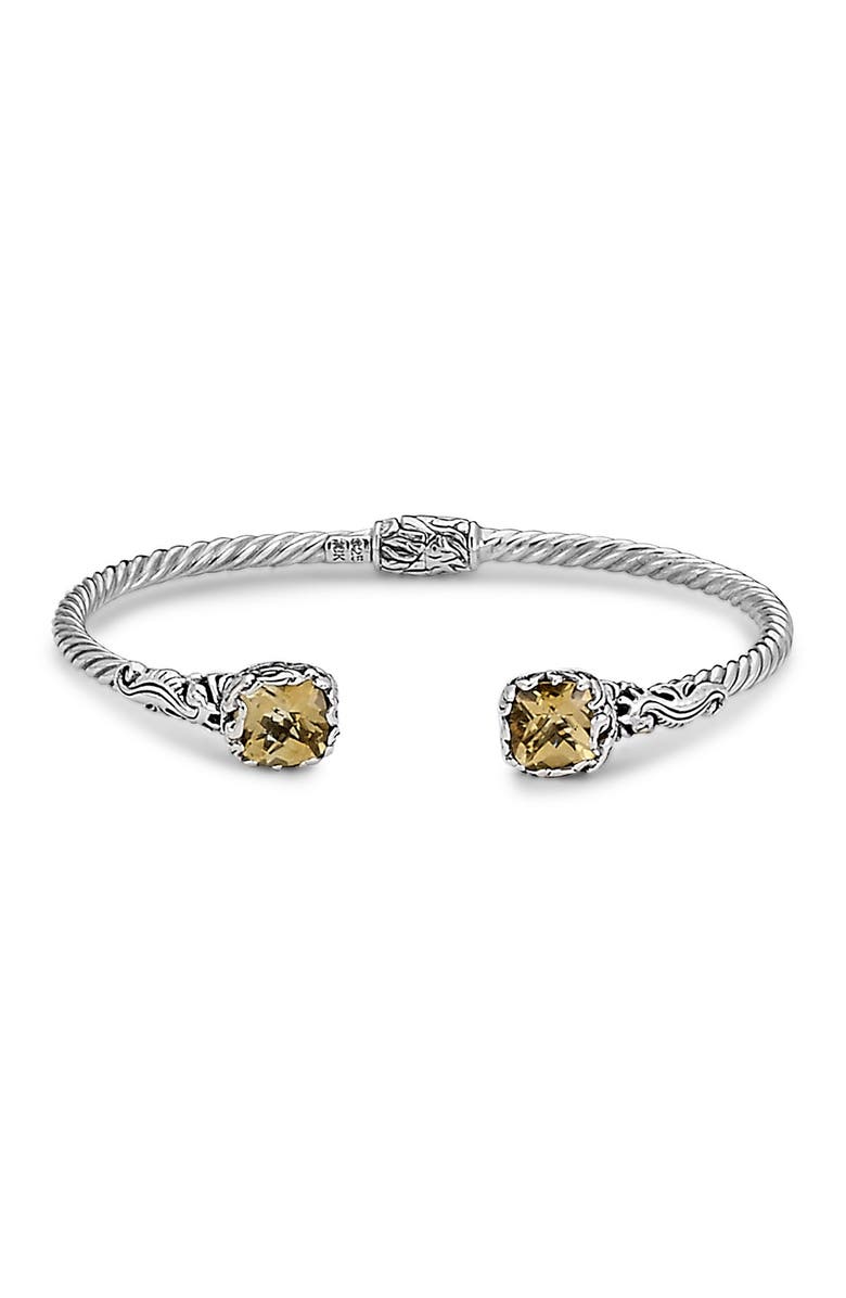SAMUEL B. Sterling Silver & 18K Gold Citrine Seahorse Motif Hinged Bangle Bracelet, Main, color, Yellow