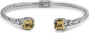 SAMUEL B. Sterling Silver & 18K Gold Citrine Seahorse Motif Hinged Bangle Bracelet