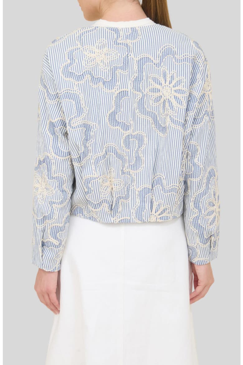 Embroidered Detail Stripe Bomber Jacket, Alternate, color, BLUE