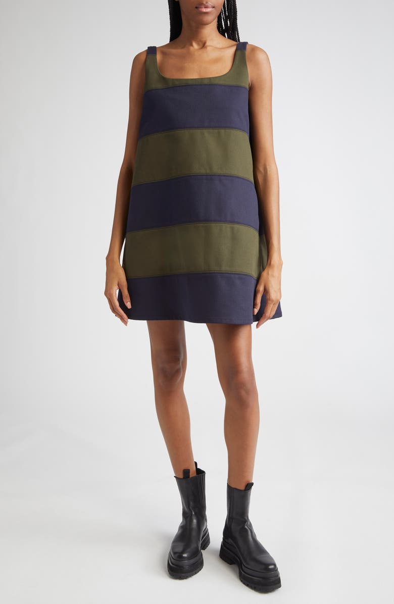 K.NGSLEY Gender Inclusive Zuri Panel Tank Dress, Main, color, Navy/ Dark Olive