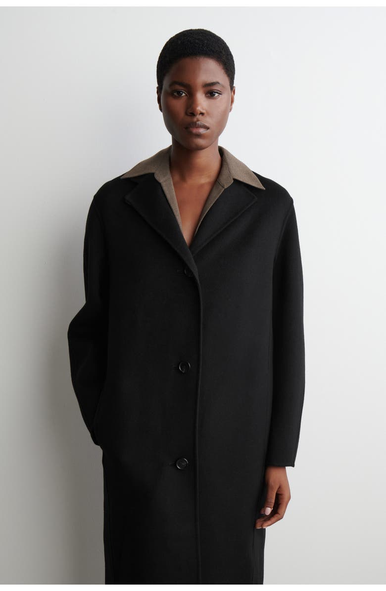 COS Double-Faced Wool Long Coat, Alternate, color, Black