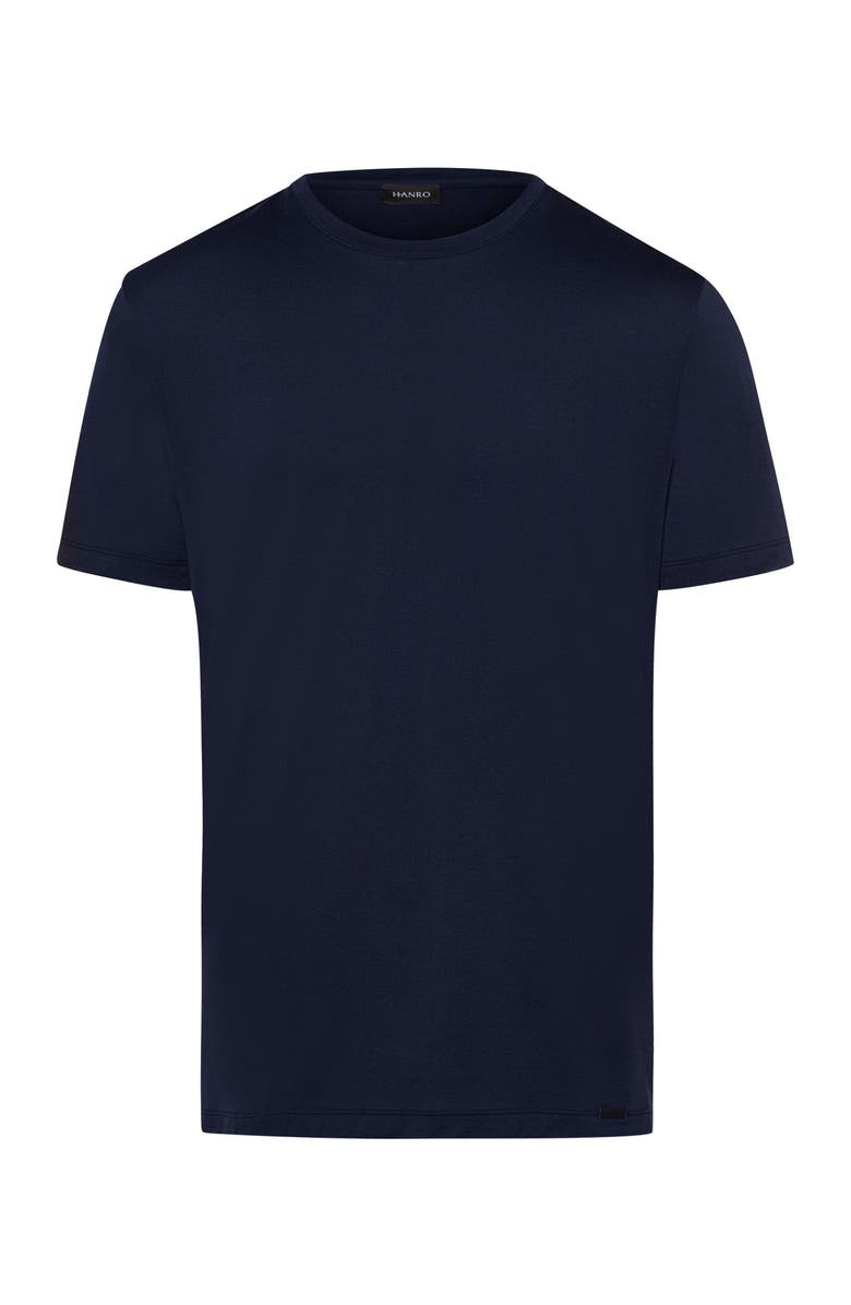 Hanro Night and Day Cotton Crew Neck T-Shirt, Main, color, Black Iris