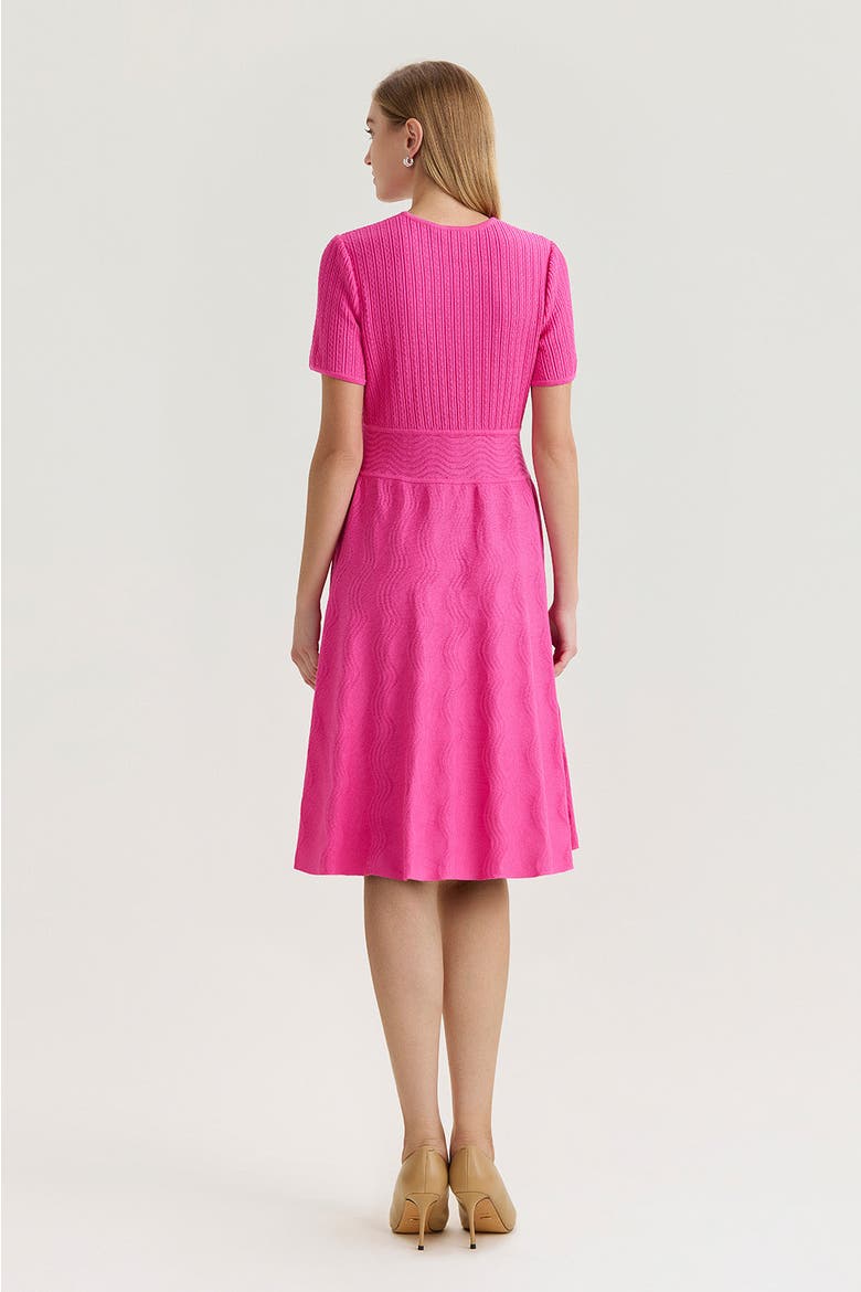 Fit-N-Flare Multi-Stitch Soft Knit Dress, Alternate, color, Carmine Rose