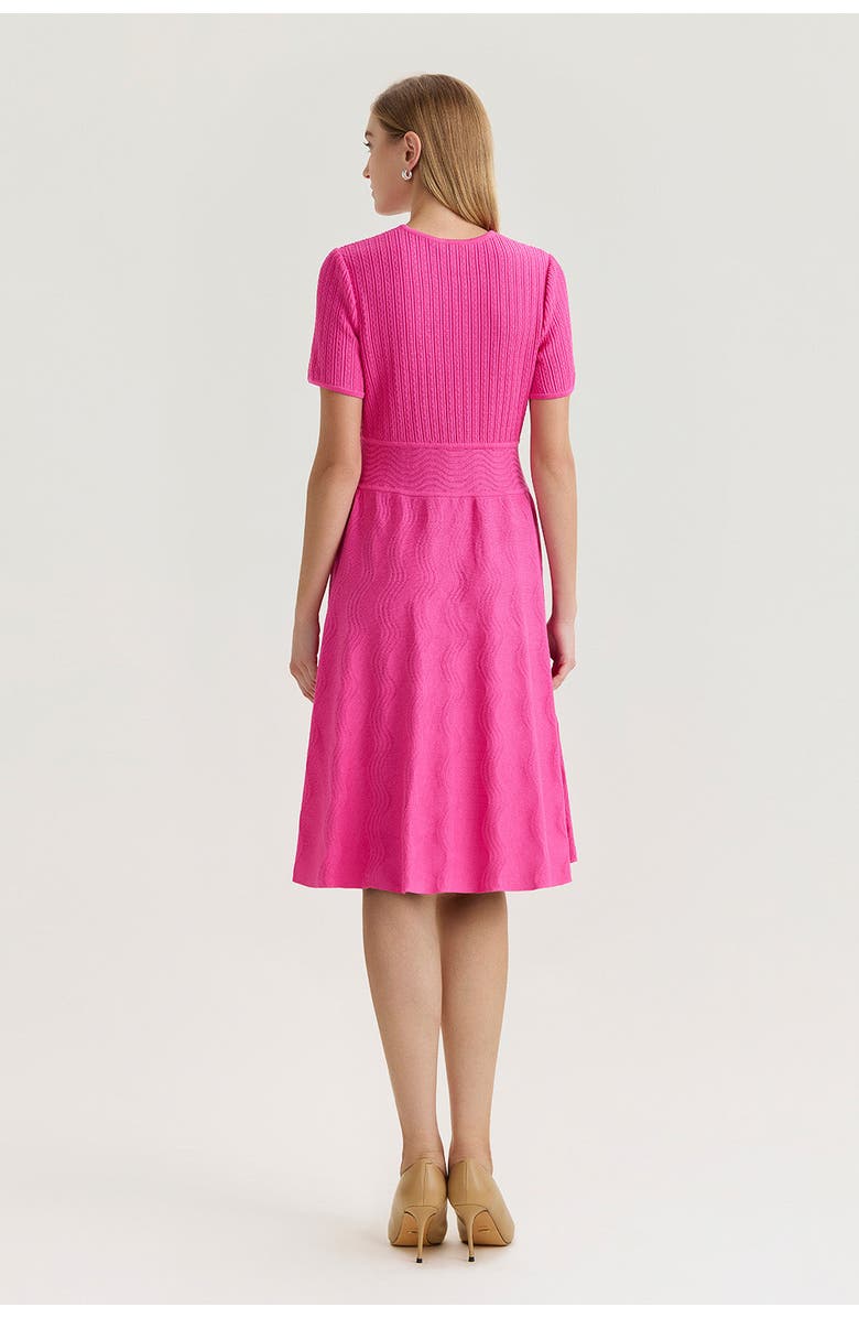 Ming Wang Fit-N-Flare Multi-Stitch Soft Knit Dress, Alternate, color, Carmine Rose
