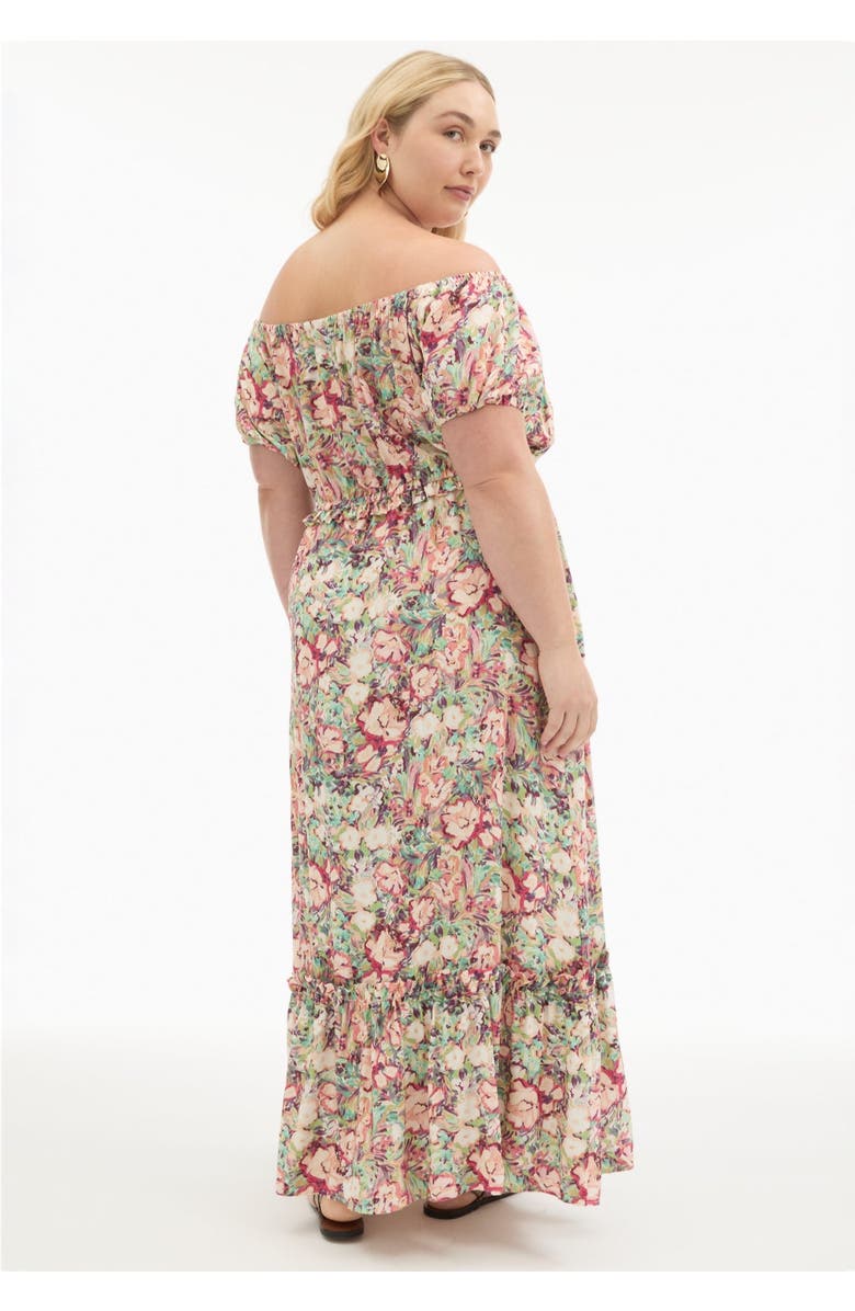 June + Vie Off-the-Shoulder Maxi Dress, Alternate, color, Floral Blur
