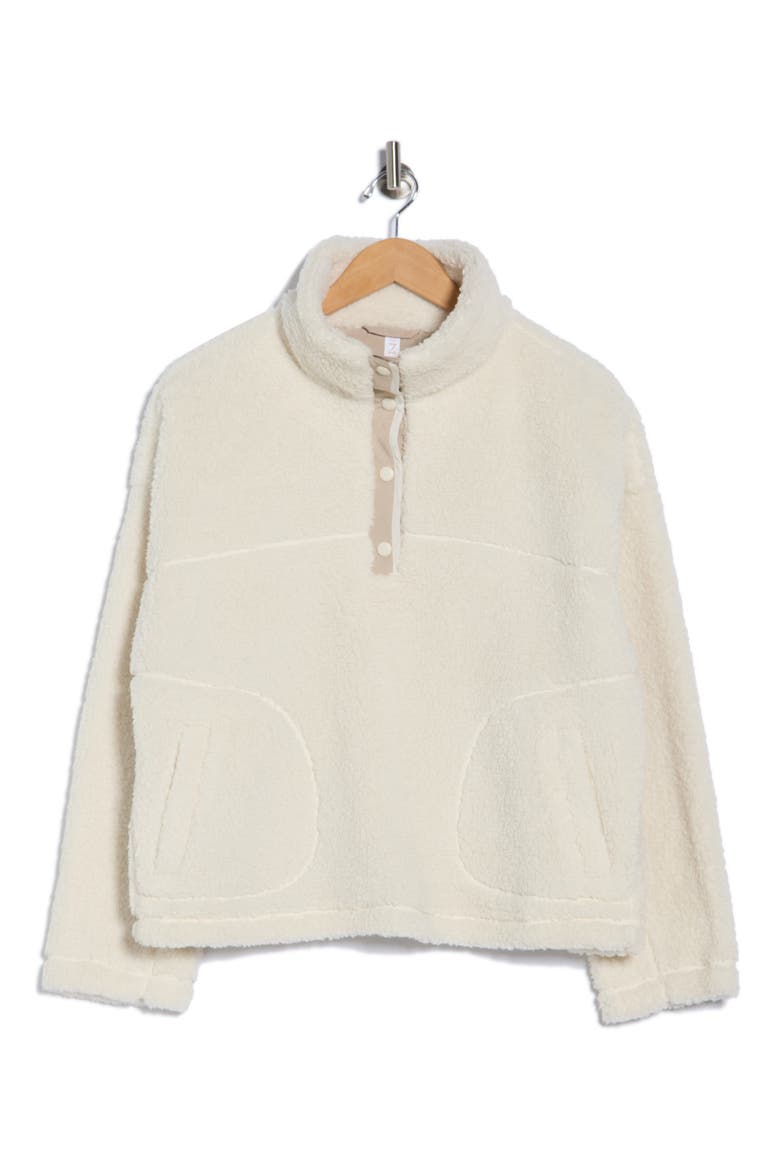 High Pile Fleece Pullover, Alternate, color, IVORY EGRET