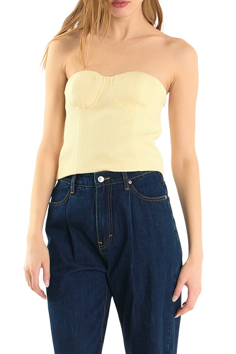 Strapless Tweed Corset Top, Main, color, BUTTER