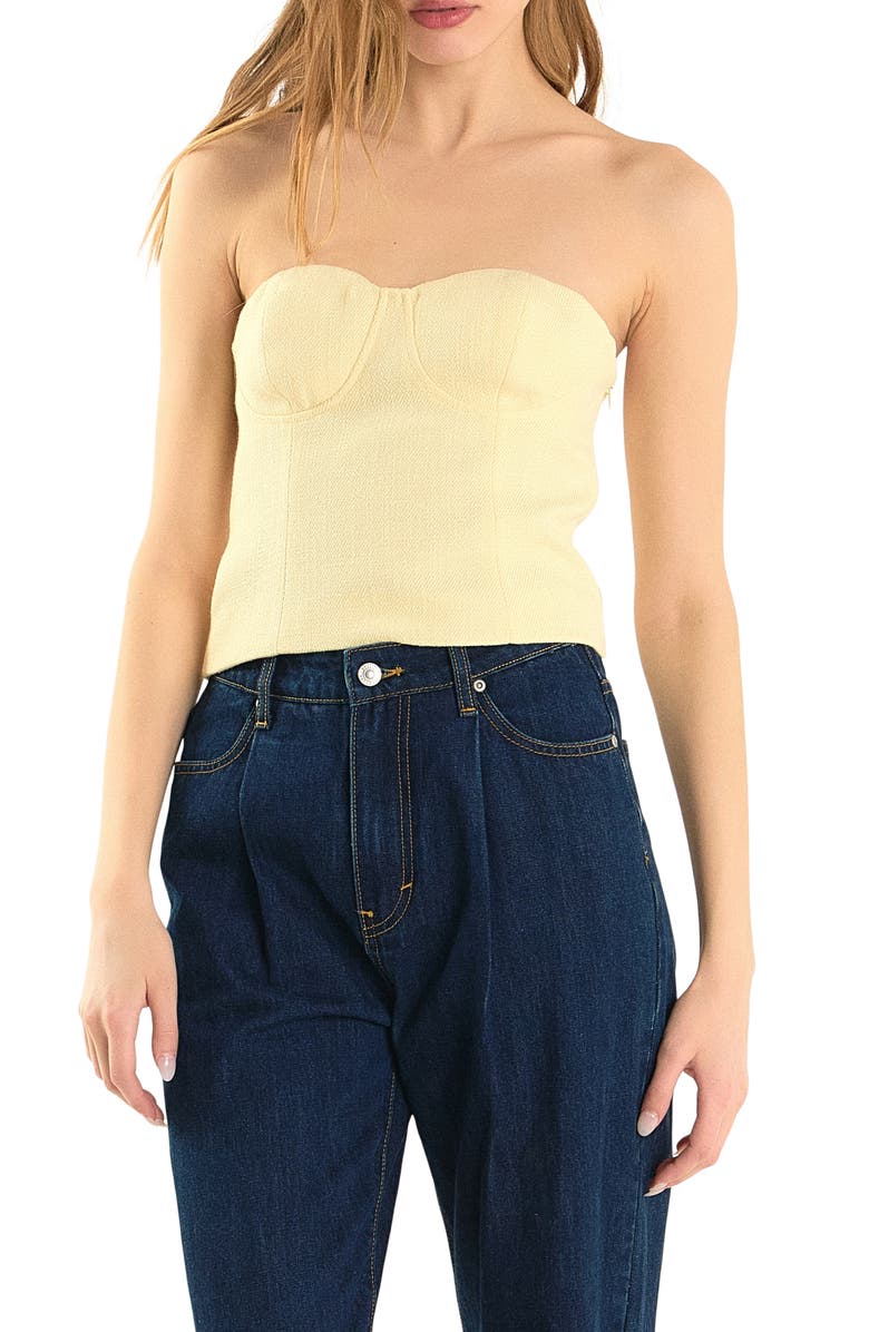 Endless Rose Strapless Tweed Corset Top, Main, color, Butter