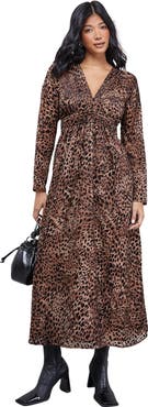Warehouse Plunge Neck Waisted Midi Dress
