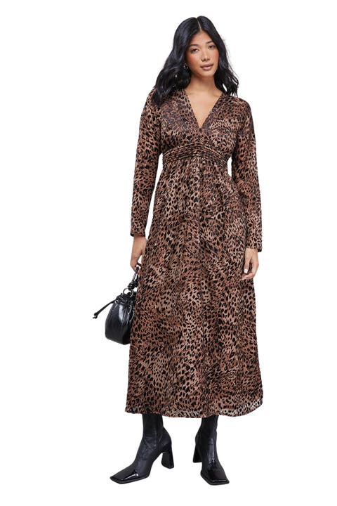 Warehouse Plunge Neck Waisted Midi Dress