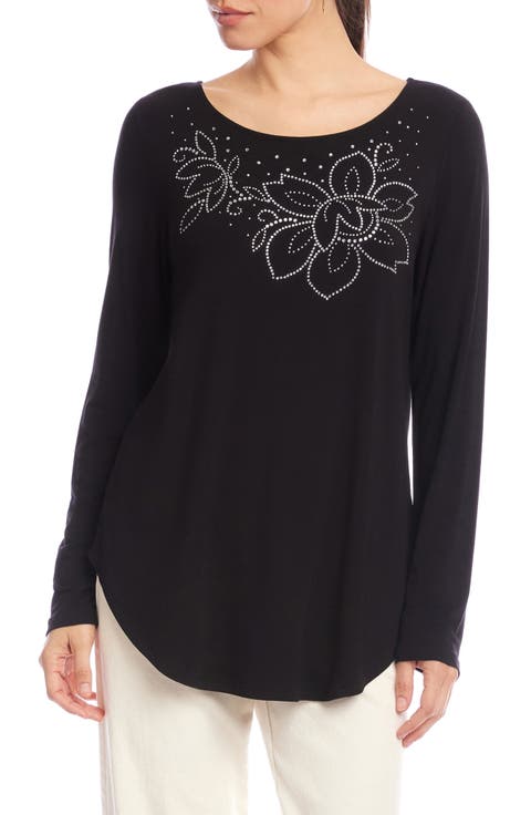 Embellished Floral Shirttail Top
