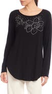 Karen Kane Embellished Floral Shirttail Top