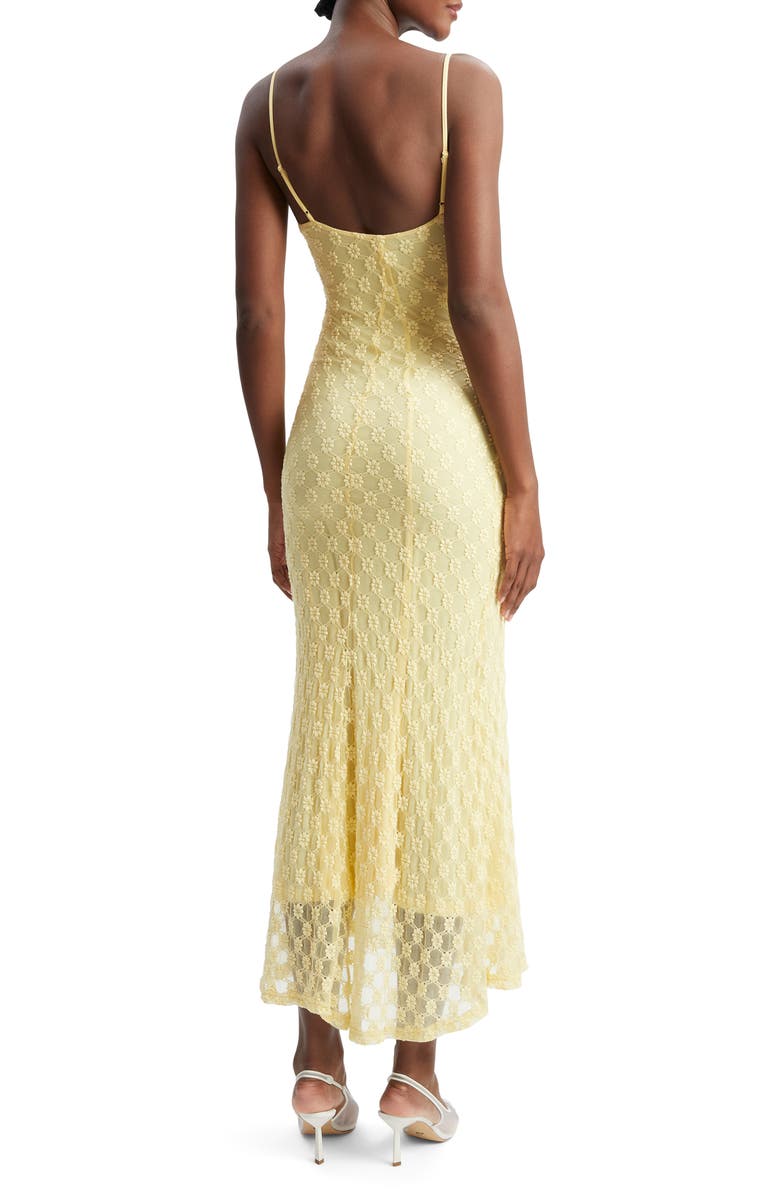 Bardot Adoni Floral Embroidered Mesh Slipdress, Alternate, color, Canary Yellow