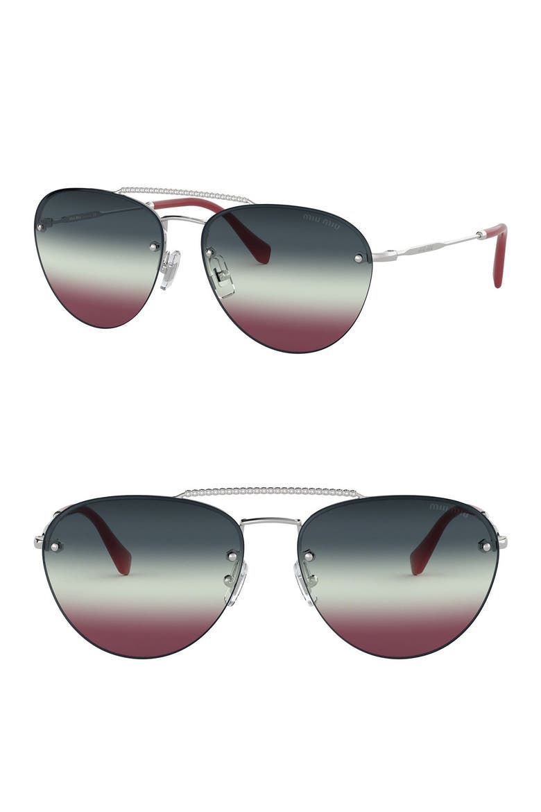 59mm Aviator Sunglasses, Main, color, GREEN BLUE