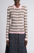 Moncler Stripe Fitted Rib Cotton Cardigan