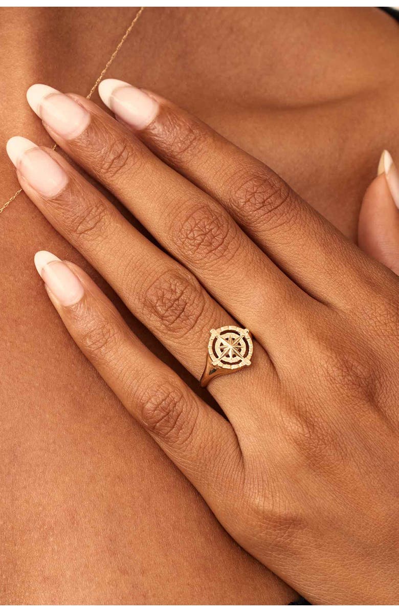 Oradina 14K Gold Compass Rose Ring, Alternate, color, 