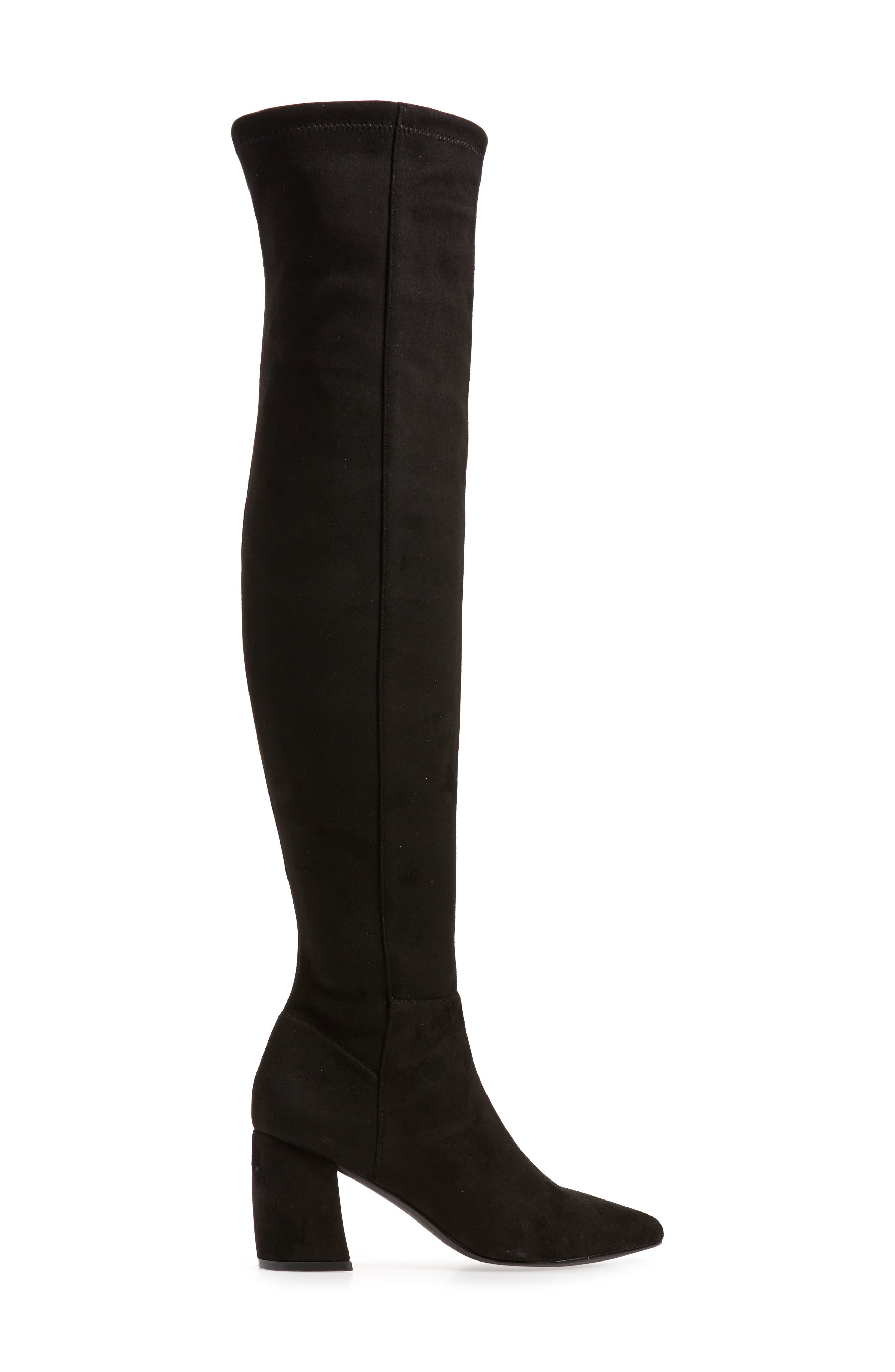 Nifty Pointed Toe Over the Knee Boot, Alternate, color, BLACK