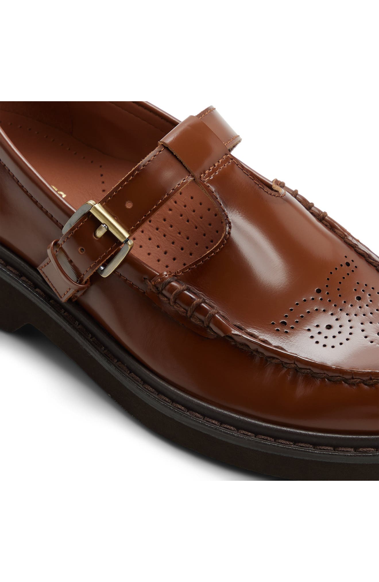 Romy Buckle T-Strap Loafer, Alternate, color, LIGHT BROWN